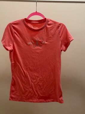 Aeropostale Coral Pink Butterfly Rhinestone Short Sleeve Tee